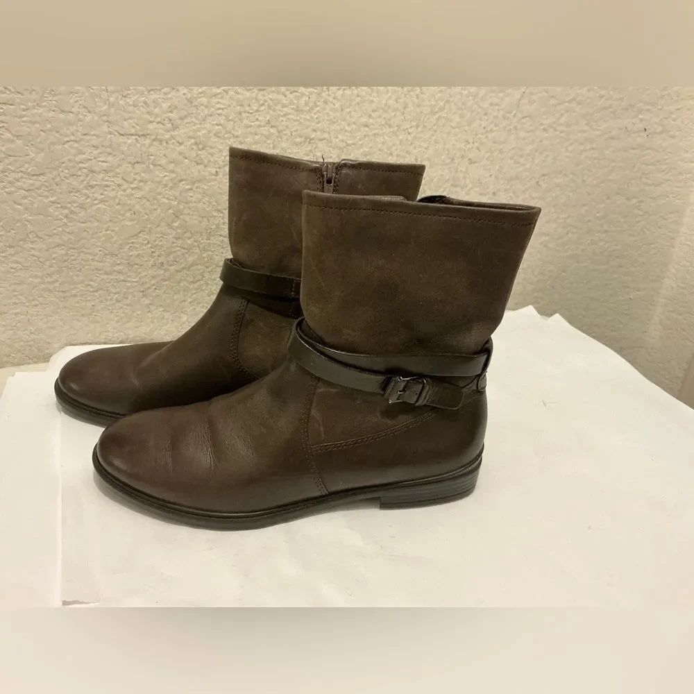 ECCO Touch 15 Buckle Brown Leather Mid Calf Boots 37